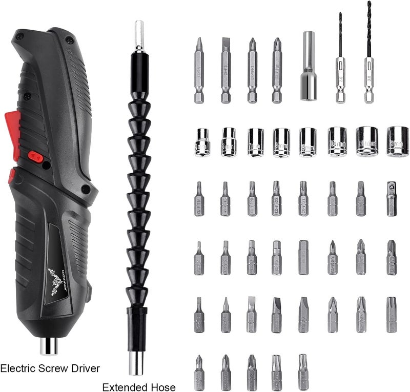 JENABOM 47 in 1 Electric Screwdriver Set, 3.6V Cordless & Rechargeable, 3.5N·m Max Torque, USB Power Rechargeable Screwdriver with 44pcs Driver Bits, Ideal for Small Projects - Image 3